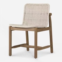 Juego de comedor moderno para ocio al aire libre, muebles de madera de ratán anticorrosión de teca, balcón al aire libre, silla de jardín, sofá, mesa para