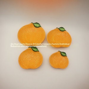 จานผลไม้เซรามิกทรงครึ่งวงกลมลายส้ม วาดลายด้วยมือ สไตล์จี๋ซีและคิ๋ซี ดีไซน์ร้านอาหารไทยที่โดดเด่น ฝูเจี้ยน - Product Image 2