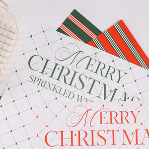 Ribest 메리 크리스마스 스트라이프 레드 그린 플라워 포장지 꽃다발 선물 꽃 포장지 - Product Image 3