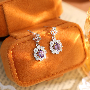 9 Statement 4*6mm Oval Cut Natural Stone Floral Drop Earrings 925 Sterling Silver <b>Crown</b> Vintage Jewelry For Women - Product Image 5