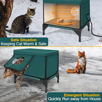 Abri pour chat chauffant isolé résistant aux intempéries de luxe pour l'extérieur en gros, extra large, avec coussin chauffant, maison surélevée pour animaux de compagnie, chien