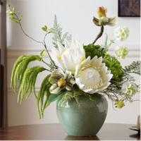 Arrangement floral artificiel minimaliste moderne en protea, ensemble complet avec vase en céramique, centre de table pour la décoration du salon