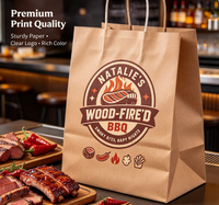 Sac en papier kraft brun personnalisé imprimé pour l'emballage alimentaire, les traiteurs, les restaurants, les plats à emporter, écologique et recyclable