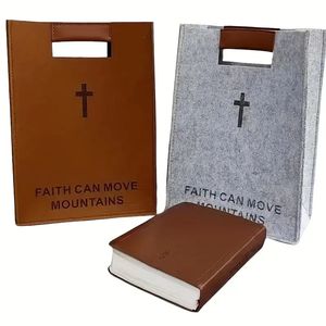 Materiale riciclato copertura bibbia Tote chiusura aperta sacra croce intagliata messaggero borsa per il trasporto per lo <span class=keywords><strong>studio</strong></span> <span class=keywords><strong>della</strong></span> chiesa - Product Image 3