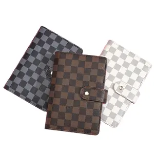 pu leather notebooks checkerboard budget binder a6 a5 with loose leaf 6 ring as budget binder