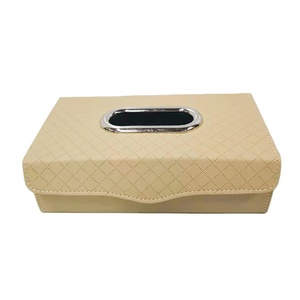 Boîte de mouchoirs de <span class=keywords><strong>voiture</strong></span>, rangement automatique <span class=keywords><strong>pour</strong></span> mouchoirs de <span class=keywords><strong>voiture</strong></span> en maille avec cuir PU, nouveau Design - Product Image 1