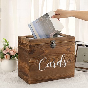 Vintage Wooden <b>Card</b> <b>Box</b> With Acrylic Lid And Lock 25cm Rectangle Storage For <b>Wedding</b> <b>Cards</b> And Gifts - Product Image 1