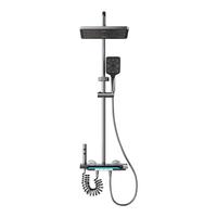 Système de robinet de douche à affichage numérique 4 fonctions Robinet de piano gris clair Jet de pluie pour salle de bain pour appartements