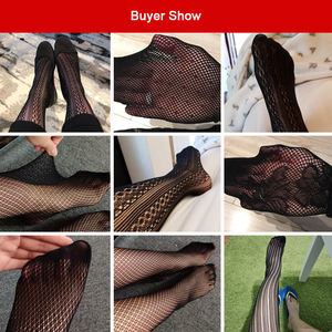 הסיטונאי מותאם אישית עשוי נשים ניילון זגוגית הברך סקסי רשת גבוהה שחור רשת דייגים גרביים דק שקוף גרביים - Product Image 6