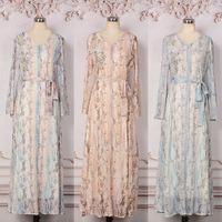 Style décontracté col en V manches longues perle fleur décoration 3d paillettes fleur abaya