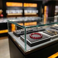 Vitrine de présentation de bijoux éclairée par LED, comptoir en verre, meuble d'exposition personnalisé pour magasin de détail
