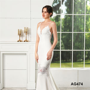 Vente des fournisseurs <span class=keywords><strong>2023</strong></span> <span class=keywords><strong>Robe</strong></span> de mariée de luxe de marque de créateur, dos en dentelle transparente croisée, élégante, pour <span class=keywords><strong>mariage</strong></span> <span class=keywords><strong>civil</strong></span>, blanche, coupe sirène - Product Image 3