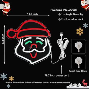 Santa Claus neon light colorful LED wall decoration light indoor party club <b>sign</b> indicator light atmosphere light luminous <b>sign</b> - Product Image 3