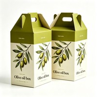 Boîte d'emballage en papier pliable personnalisée de haute qualité, boîte avec fenêtre transparente en PVC, boîtes cadeaux pour bouteilles d'huile d'olive avec poignée découpée