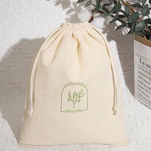 New Arrivals Natural Canvas Christmas Gift <b>Bag</b> for Packing Drawstring Customized Cotton Canvas Shopping <b>Dust</b> Pouch - Product Image 5