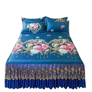 Été Luxe Trois Pièces Ménage Double Lavable Tissu Refroidissement Matelas Doux Couvre-lit Tapis Jupe Drap Ensemble - Product Image 5