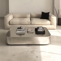 Table basse en acier inoxydable, style moderne minimaliste, forme irrégulière, meubles de salon sur mesure, usage polyvalent