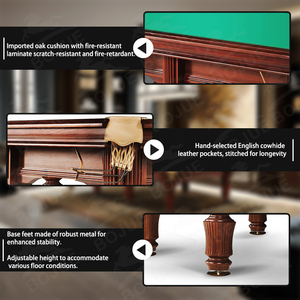 Bàn bida <span class=keywords><strong>snooker</strong></span> gỗ nguyên khối hiện đại chuyên nghiệp kiểu Nga, mặt đá cẩm thạch, đệm len, giá sỉ, dùng được cho cả nam và nữ - Product Image 5