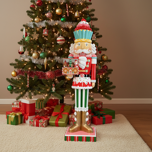 크리스마스 계절 장식 큰 생활 크기 6ft 뮤지컬 유리 섬유 수지 mult led 크리스마스 호두 까기 인형 8 노래 음악 - Product Image 2