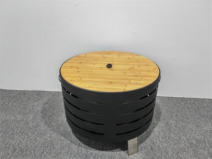 Yoho Hiện Đại Vòng 23 Inch Mô Hình Rỗng Không Khói Hố Lửa Với Nắp Tre Ngoài Trời Cháy Hố Với Thép Không Gỉ Đốt Phòng - Product Image 3