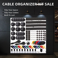 Kit de gestion de câbles durable 290 pièces pour TV, bureau, électronique domestique, organisateur de câbles en plastique et silicone avec crochets et boucles
