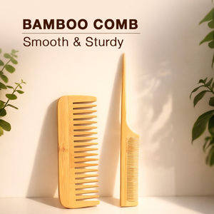 Eco Friendly Bamboo Hair Comb with Smooth <b>Rounded</b> Teeth for Gentle Detangling Comfortable Daily Hair Care - Product Image 2