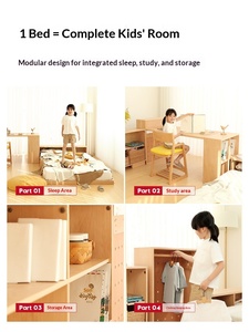 Cama Infantil Faroro Cube para Niños y Niñas, Estilo Princesa, Tatami, <span class=keywords><strong>Madera</strong></span> Maciza, Diseño Montessori Simple y Moderno, con Almacenamiento, Certificación FSC - Product Image 2
