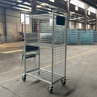 Chariot de picking robuste pour entrepôt avec échelle pliante, chariot logistique multi-niveaux en treillis métallique pour l'e-commerce