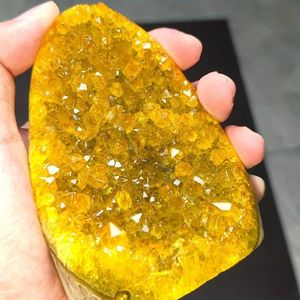 คริสตัลสีเหลืองสวยงามแบบขายส่ง - ของตกแต่งคริสตัลอเมทิสต์สไตล์โบฮีเมียนพร้อมประดับด้วยสีขาว - Product Image 1