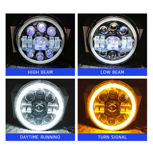 7 inch 110W Vòng <span class=keywords><strong>LED</strong></span> Đèn pha siêu sáng DRL Sương Mù Ánh sáng đôi mắt thiên thần nhà ở màu đen cho xe máy xe tải SUV Jeep Wrangler - Product Image 5