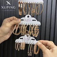 XUPING Joyería al por Mayor Bañado en Oro Geométrica Minimalista Aretes de Aro Lisos Grandes y Pequeños de Moda para Mujer