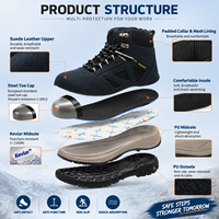 Chaussures de sécurité industrielles montantes ACE, avec embout en acier, doublure en maille respirante, légères, à lacets, anti-perforation pour usine