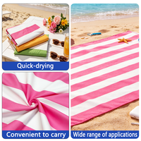 Quick Dry Beach Towel 100% Recycled Microfiber Striped Large Sand Free Towel