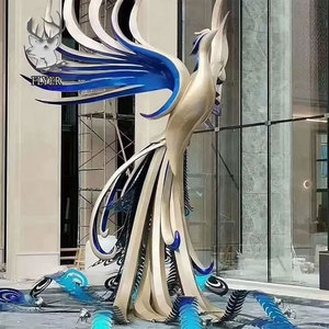 Großes Kunstwerk für den Außenbereich Metall abstrakte Edelstahl-Vogelskulptur Edelstahl Pfau-Skulptur - Product Image 4