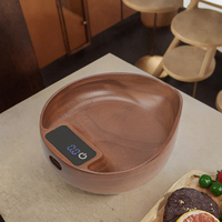 2kg 0.1g Mesure USB Type-C Chargement Compact Portable Feuille Ombre Corps En Bois De Noyer Numérique Cuisine Café Balance avec Minuterie