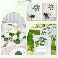 Couronne de fleurs artificielles roses et eucalyptus de 20 cm pour centre de table de mariage et décoration intérieure – Vente en gros