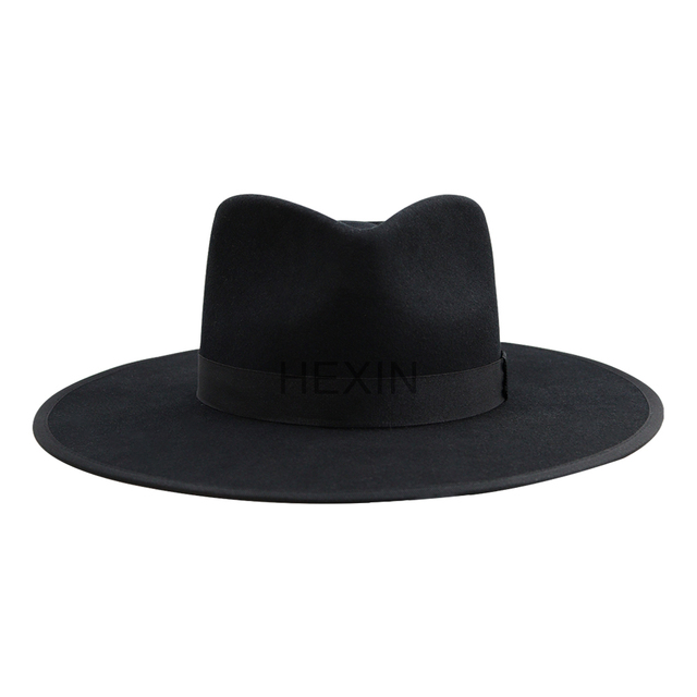 OEM Custom High Quality Wide Brim Wool Felt Fedora Hats Unisex Western Style Adjustable Casual Sports All Seasons