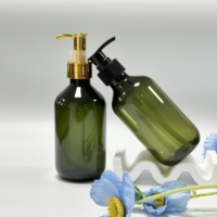 Bouteille à pompe en plastique PET vert foncé, récipient cosmétique vide rechargeable, distributeur de voyage pour lotion, shampoing, huile essentielle