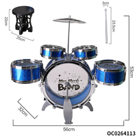 Batterie de Jazz en Métal Électroplaqué pour Enfants avec Siège, Grand Ensemble d'Instruments de Musique à Percussion en Acier