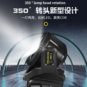 Solar Flashlight 4500mAh <b>Rechargeable</b> Rotating <b>Work</b> <b>Light</b> With Usb Port And Solar Panel For Outdoor Use - Product Image 4