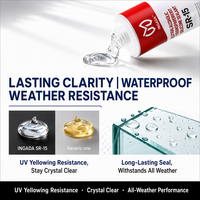 Sellador de Silicona Transparente Neutro INGADA SR-15 de 300 ml, Pegamento para Vidrio Resistente al Agua y a la Intemperie para Sellado en Construcción e Industrial