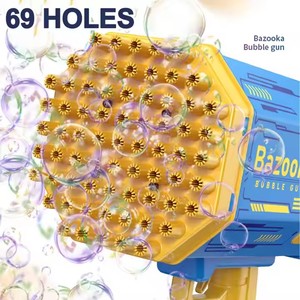 Soplador de burbujas de cohete recargable eléctrico al por mayor para niños, máquina automática de burbujas de jabón de 69 agujeros, juguete de burbujas de bazooka - Product Image 2