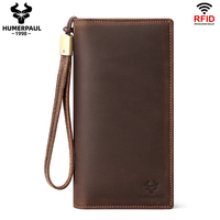 Dompet Pria Kulit Asli Embossed Mewah, Penutup Ritsleting, Desain Klasik, Lapisan Dalam Asli, Kasual Bisnis