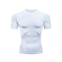 T-shirt de compression pour hommes, vente en gros, contrôle du ventre, séchage rapide, respirant, haut de sport athlétique, pour l'entraînement