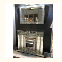 Mueble de TV Moderno de Alta Calidad con Espejo Plateado, Panel de Madera MDF Contemporáneo, Diseño de Chimenea para Sala de Estar, Apartamento, Hotel, Hogar 1
