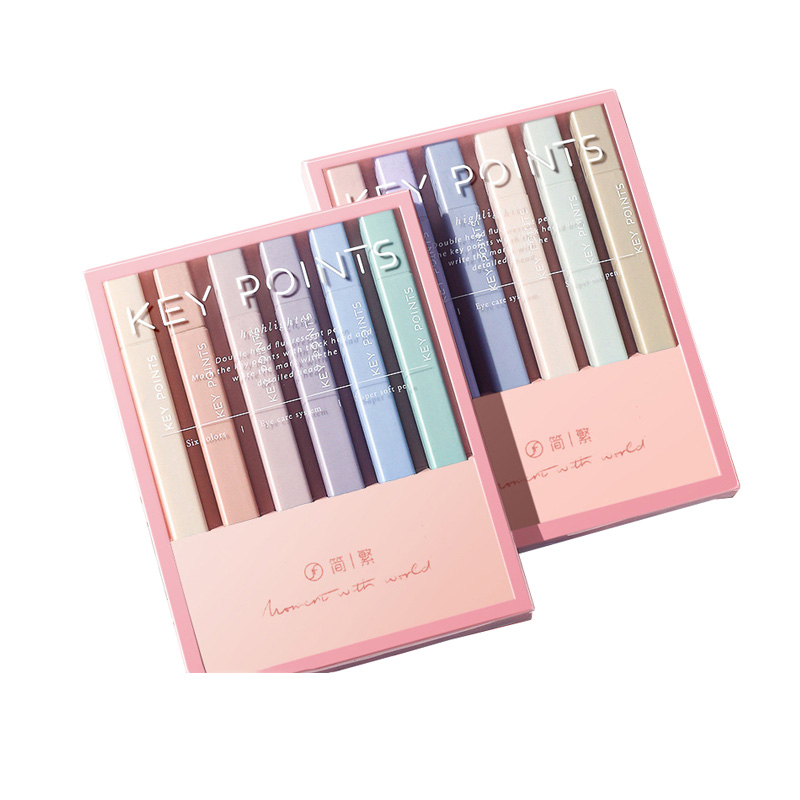 Оптовая продажа, недорого, 6 шт., английская упаковка, хайлайтер, макарон, прямоугольный маркер, пастельные цвета, набор хайлайтеров-ручек