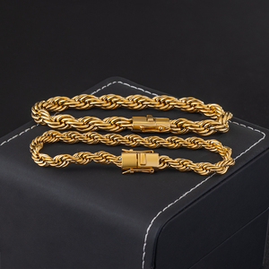 <span class=keywords><strong>Bracelet</strong></span> en corde torsadée 6MM 8MM, bijoux hip-hop, acier inoxydable plaqué <span class=keywords><strong>or</strong></span> 18 carats, <span class=keywords><strong>bracelet</strong></span> chaîne en corde torsadée épaisse tressée - Product Image 2