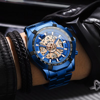 Jam Tangan Quartz Binbond Hollow Tahan Air Jam Tangan Anti Ledakan Lintas Batas Biru Pria