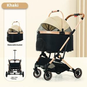 Chariot de luxe léger pour animaux de compagnie Teddy <span class=keywords><strong>Fadou</strong></span> à 4 roues, pliable à un bouton, durable et réglable, pour petits chiens et chats, capacité 15 kg - Product Image 1