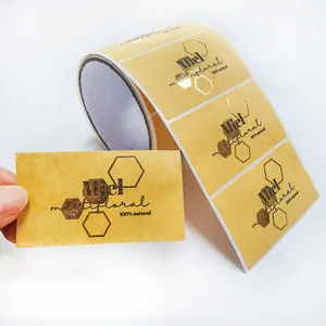कस्टम लेबल लोगो सील पैकेजिंग स्टीकर प्रिंटिंग राउंड मर कट आकार स्व चिपकने वाला भूरे रंग का क्राफ्ट पेपर लेबल स्टिकर